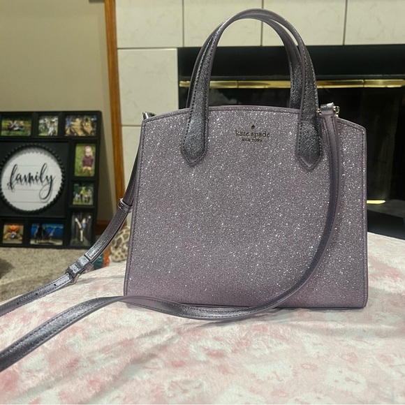 NWT Kate Spade Tinsel Glitter Satchel in hard to find color Lilac Frost - Picture 1 of 8
